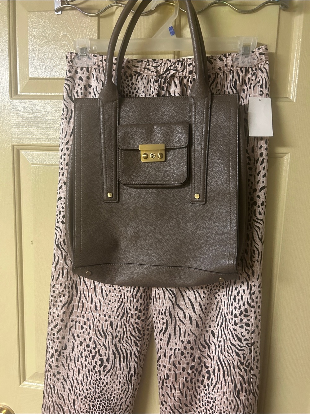 3.1 Phillip Lim Olive Brown Leather Tote with Gold Lock